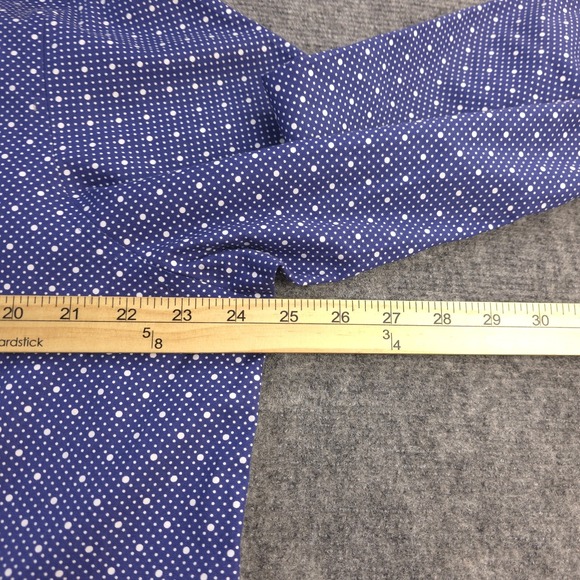 LL Bean Shirt Womens 1X Blue Polka Dot Long Sleeve Button Up Cotton - Picture 4 of 9